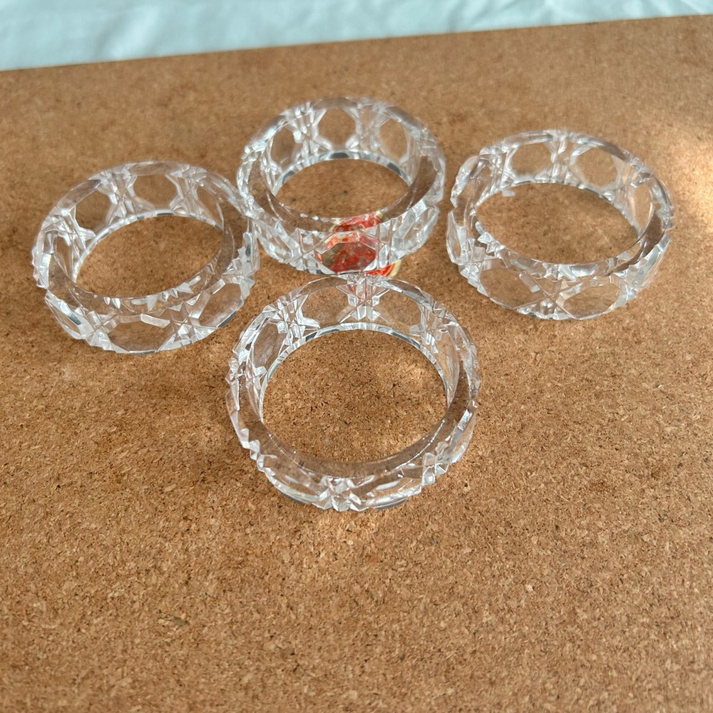 Four rare vintage West Germany 24% PBO Crystal napkin rings- beautiful shape-